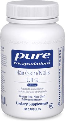 Витамины для волос, кожи и ногтей, Hair/Skin/Nails Ultra, Pure Encapsulations, 60 капсул (PE-01357), фото