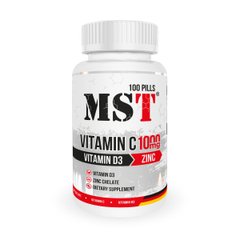 MST Nutrition, Вітамін С + Вітамін Д3 + Цинк, 100 таблеток (MST-16146), фото
