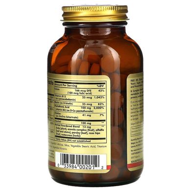 Solgar, комплекс витаминов B с витамином C, формула для борьбы со стрессом, 100 таблеток (SOL-00200), фото