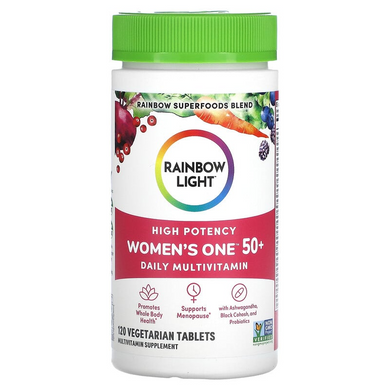 Rainbow Light, Для женщин старше 50 лет, мультивитамины для ежедневного приема, высокая эффективность, 120 вегетарианских таблеток (RLT-20424), фото