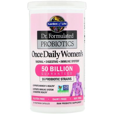 Garden of Life, Dr. Formulated Probiotics, пробіотики, одна таблетка на день для жінок, 30 вегетаріанських капсул (GOL-11832), фото