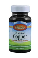 Хелат меди, Chelated Copper, Carlson Labs, 100 таблеток (CAR-05541), фото