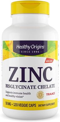 Цинк бісгліцінат, Zinc, Healthy Origins, 50 мг, 120 вегетаріанських капсул (HOG-39550), фото