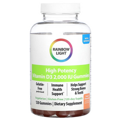 Rainbow Light, Высокоэффективный витамин D3, персик, 2000 МЕ, 120 жевательных таблеток (RLT-20439), фото