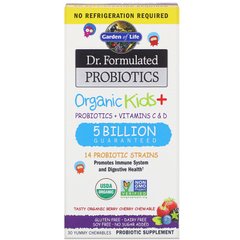 Garden of Life, Dr. Formulated Probiotics, Organic Kids +, со вкусом органических ягод и вишни, 30 вкусных жевательных таблеток (GOL-12119), фото
