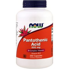 Пантотеновая кислота (Pantothenic Acid), Now Foods, 500 мг, 250 кап., (NOW-00488), фото