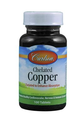 Хелат міді, Chelated Copper, Carlson Labs, 100 таблеток (CAR-05541), фото
