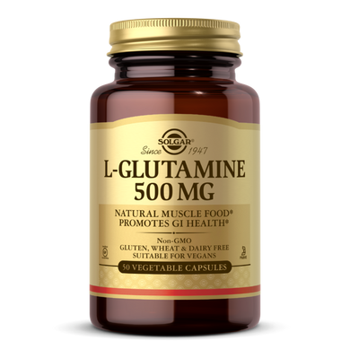 Solgar, L-глютамін, 500 мг, 50 вегетаріанських капсул (SOL-01320), фото