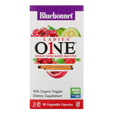 Bluebonnet Nutrition, Ladies 'ONE, комплексні продукти на основі цілісних продуктів, 90 рослинних капсул (BLB-00137), фото