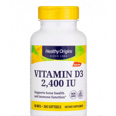 Healthy Origins, Вітамін D3, 2400 МО, 360 м'яких таблеток (HOG-15308), фото