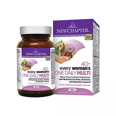 New Chapter, 40+ Every Woman's One Daily, вітамінний комплекс на основі цілісних продуктів для жінок віком від 40 років, 24 вегетаріанські таблетки (NCR-00365), фото