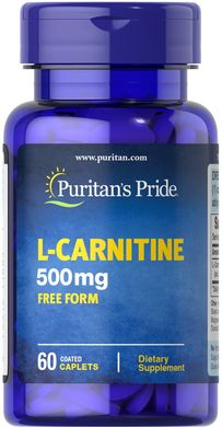 Puritan's Pride, L-Carnitine, Л-карнитин тартрат, 500 мг, 60 капсул (PTP-11684), фото
