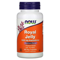 Маточное молочко, Royal Jelly, Now Foods, 1500 мг, 60 гелевых капсул (NOW-02565), фото
