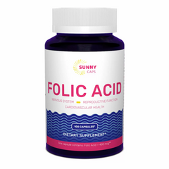 Фолиевая кислота, Folic Acid Powerfull, Sunny Caps, 400 мкг, 100 капсул (SUN-530777), фото