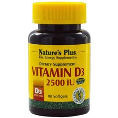 Nature's Plus, Vitamin D3 2500 IU, 90 капсул (NAP-01046), фото