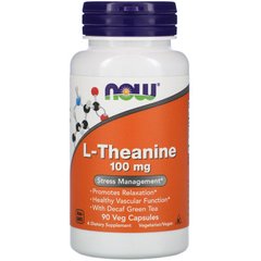 Now Foods, L-теанин, 100 мг, 90 растительных капсул (NOW-00145), фото
