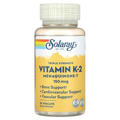 Solaray, витамин K2 тройной силы действия, менахинон-7, 150 мкг, 30 растительных капсул (SOR-27877), фото