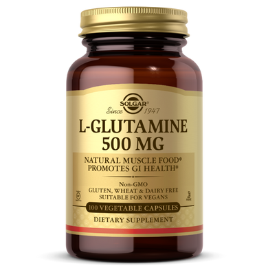Solgar, L-глютамін, 500 мг, 100 вегетаріанських капсул (SOL-01321), фото