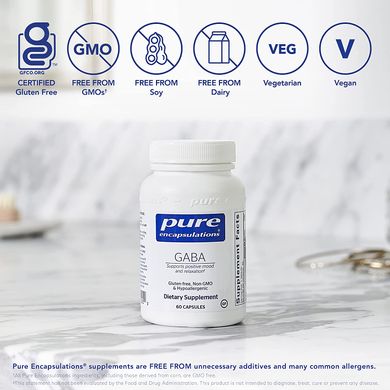 Pure Encapsulations, ГАМК, 700 мг, 120 растительных капсул (PE-01026), фото