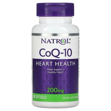 Natrol, CoQ-10, 200 мг, 45 м'яких желатинових капсул (NTL-04261), фото