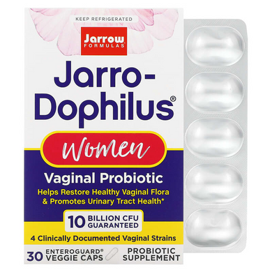 Jarrow Formulas, Jarro-Dophilus, вагинальный пробиотик, для женщин, 10 млрд КОЕ, 30 растительных капсул (JRW-03052), фото