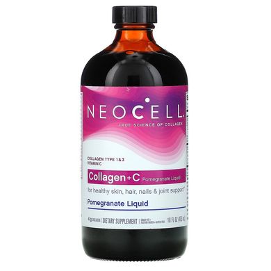 Neocell, колаген із вітаміном C, гранатовий сироп, 4 г, 473 мл (NEL-12899), фото