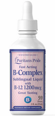 Комплекс витаминов В с витамином B-12, B-Complex, Puritan's Pride, сублингвальная жидкость, 59 мл (PTP-12871), фото