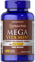 Мультивитамины для пожилых, Mega Multivitamins for Seniors Timed Release, Puritan's Pride, 100 капсул (PTP-10270), фото
