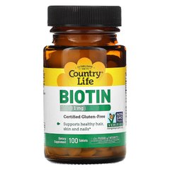 Country Life, Біотин, 1 мг (1000 мкг), 100 таблеток (CLF-06503), фото