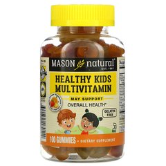 Мультивітаміни для дітей, смак ананаса, апельсина і полуниці, Kids Multivitamin, Mason Natural, 100 жувальних цукерок (MAV-17051), фото
