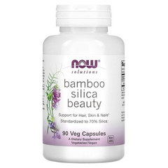 NOW Foods, Solutions, кремній з бамбука для краси волосся, шкіри та нігтів, 90 рослинних капсул (NOW-08404), фото