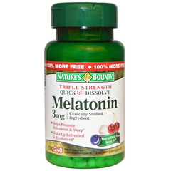 Nature's Bounty, Мелатонін потрійної сили, зі смаком вишні, 3 мг, 240 таблеток швидкого розсмоктування (NRT-07903), фото