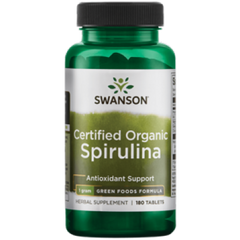 Органическая спирулина, Certified Organic Spirulina, Swanson, 500 мг, 180 таблеток (SWV-06044), фото