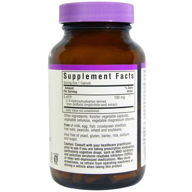 Bluebonnet Nutrition, 5-гидрокситриптофан, 100 мг, 60 вегетарианских капсул (BLB-00051), фото