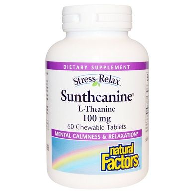 Теанін, L-Theanine, Stress-Relax, Natural Factors, 100 мг, 60 таблеток (NFS-02832), фото