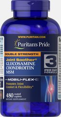 Puritan's Pride, Глюкозамин хондроитин и МСМ, двойная сила, 480 капсул (PTP-27816), фото