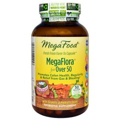 MegaFood, Пробіотики MegaFlora for Over 50, Probiotic with Turmeric, 90 капсул (MGF-10025), фото