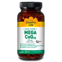 Country Life, Мега коензим Q-10, 100 мг, 30 м'яких капсул (CLF-03540), фото