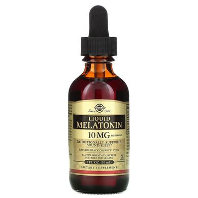 Solgar, Жидкий мелатонин, натуральный ароматизатор со вкусом черешни, 10 мг, 59 мл (SOL-50380), фото