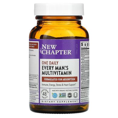 New Chapter, Every Man's, щоденна мультивітамінна добавка для чоловіків, 48 вегетаріанських пігулок (NCR-00327), фото