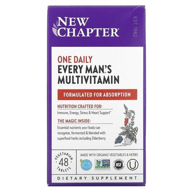 New Chapter, Every Man's, ежедневная мультивитаминная добавка для мужчин, 48 вегетарианских таблеток (NCR-00327), фото