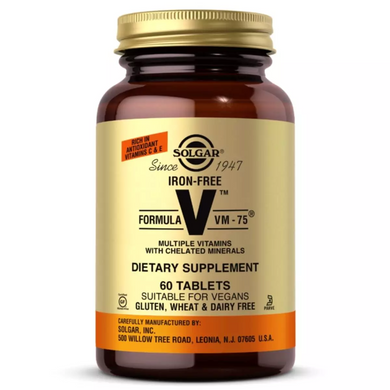 Solgar, Formula VM-75, комплексные витамины с микроэлементами в хелатной форме, без железа, 60 таблеток (SOL-01173), фото