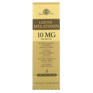 Solgar, Жидкий мелатонин, натуральный ароматизатор со вкусом черешни, 10 мг, 59 мл (SOL-50380), фото