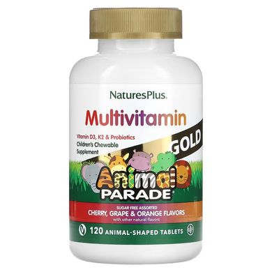 Nature's Plus, Source of Life, Animal Parade Gold, жевательные мультивитамины с микроэлементами для детей, ассорти, 120 таблеток в форме животных (NAP-29928), фото