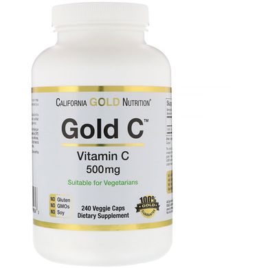 Вітамін C, California Gold Nutrition, 500 мг, 240 капсул (CGN-00934), фото