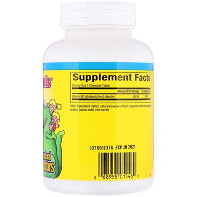 Вітамін D3, Vitamin D3, Natural Factors, ягода берри, 400 МО, 250 жувальних таблеток (NFS-01546), фото