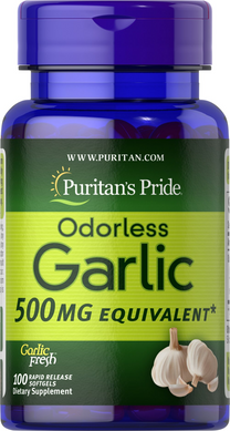 Чеснок, Odorless Garlic, без запаха, Puritan's Pride, 500 мг, 100 капсул (PTP-15491), фото