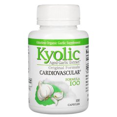 Kyolic, Aged Garlic Extract, витриманий часниковий екстракт, для серцево-судинної системи, оригінальний склад, 100 капсул (WAK-10041), фото