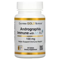 California Gold Nutrition, AP-BIO, средство для укрепления иммунитета с экстрактом андрографиса, 100 мг, 30 таблеток (CGN-02030), фото