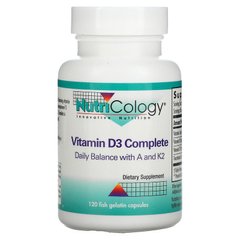 Nutricology, Комплекс з вітаміном D3, 120 капсул з риб'ячого желатину (ARG-57240), фото